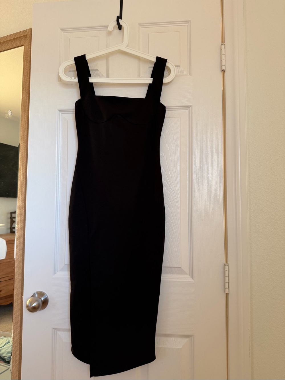 Hello Molly Black Square-Neck Midi Dress